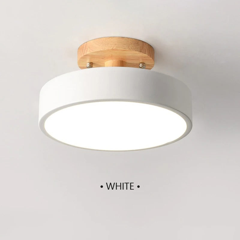 Modern Macaron Wooden Round LED Ceiling Light