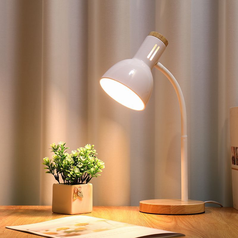 Modern Minimalist Table Lamp with Adjustable Arm and Wooden Base – Stylish Bedroom and Living Room Lighting 1