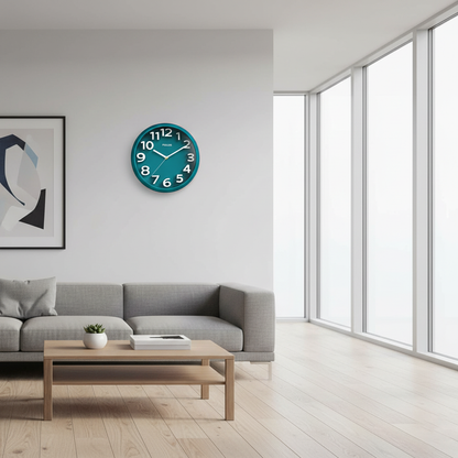 Simple Large Wall Clock - Quiet 12 Inch Round Design - Pexav