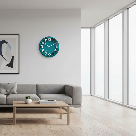 Simple Large Wall Clock - Quiet 12 Inch Round Design - Pexav