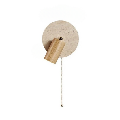 Modern Rotatable LED Wall Sconce with Travertine and Wood – Adjustable Spotlight Wall Lamp for Cozy Living Spaces 4
