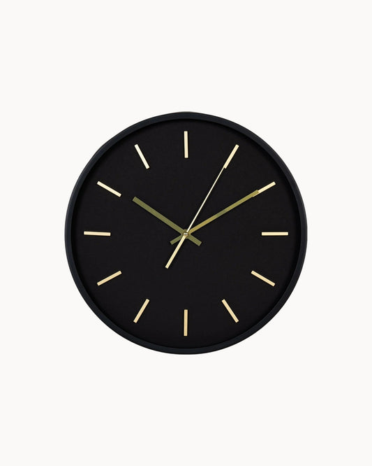 Simple Round Black Clock 35cm Diameter - Pexav