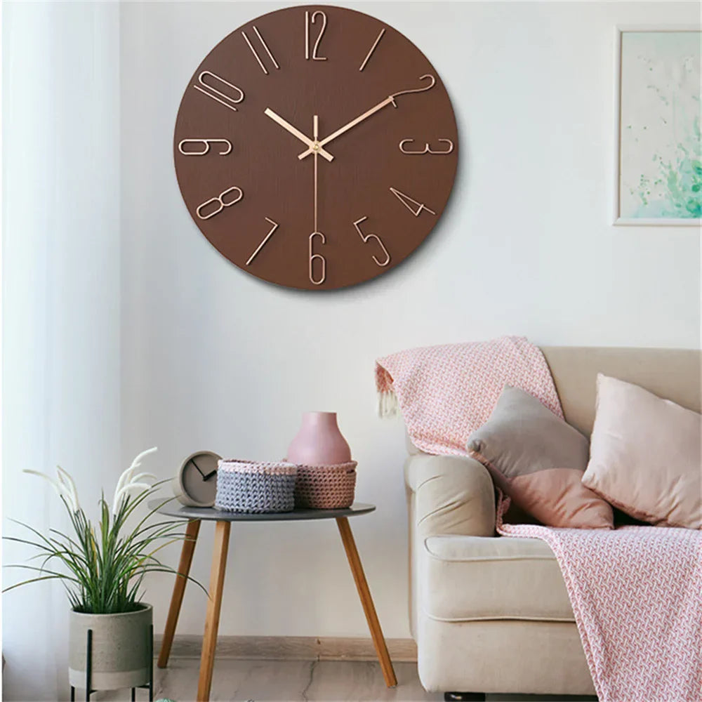 Contemporary Silent Wall Clock with 3D Numerals - Pexav