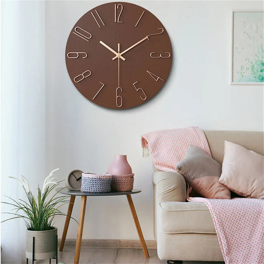 Contemporary Silent Wall Clock with 3D Numerals - Pexav