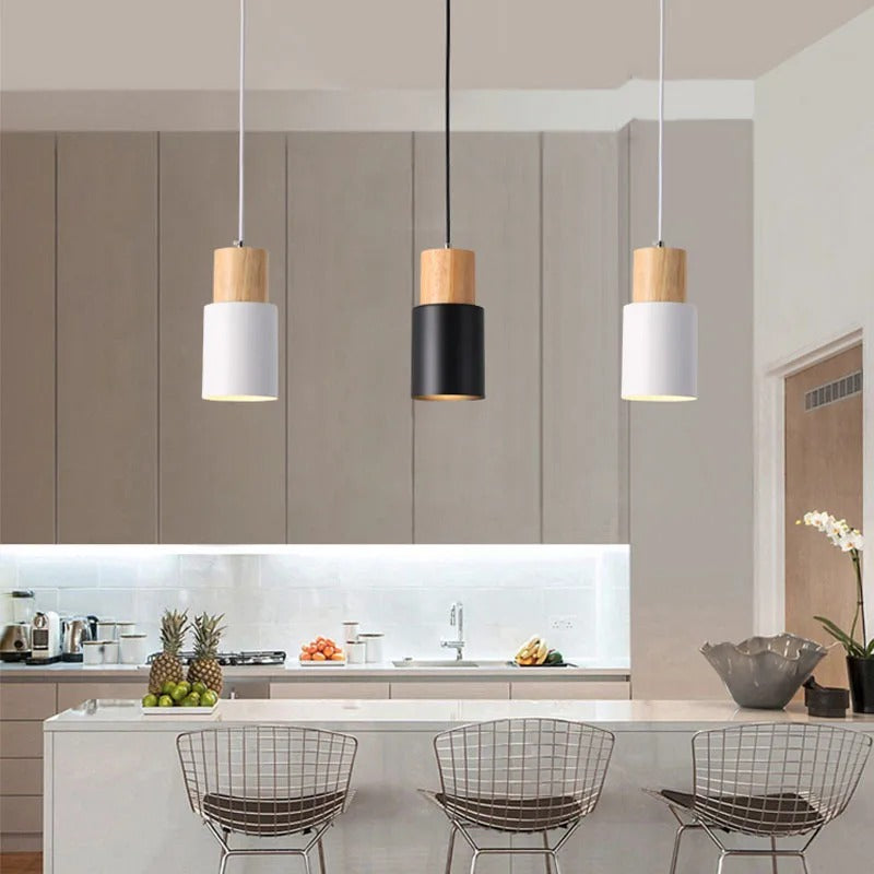 Modern Wood Pendant Light with Adjustable Height – LED Macaron Design for Kitchen and Living Room 3