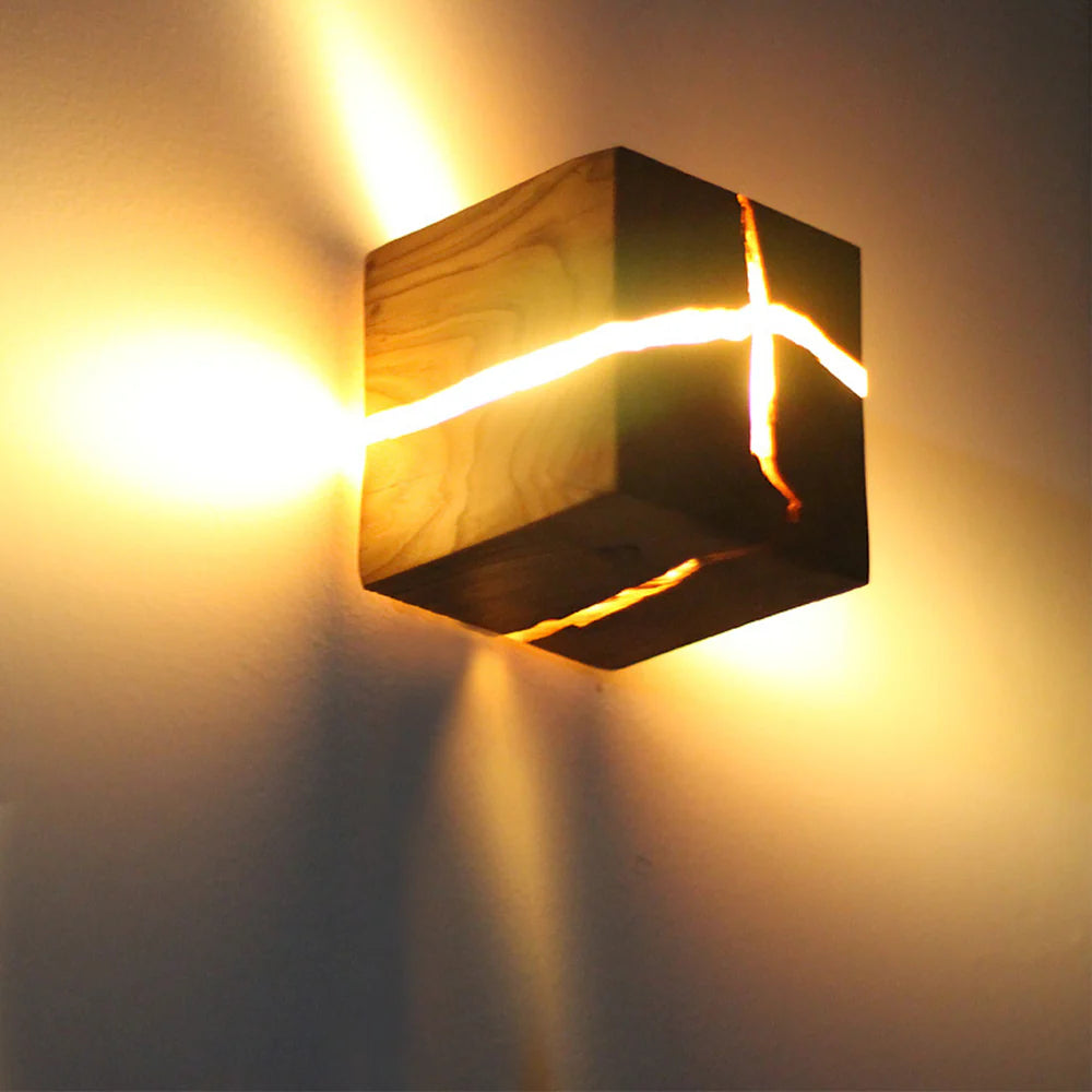 Modern Wood Wall Sconce – Creative Cracked Design LED Wall Lamp for Living Room and Hallway Lighting 3