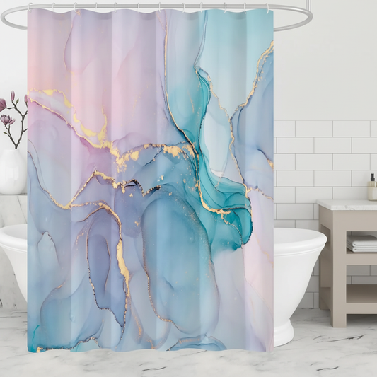 Stylish Marble Effect Bathroom Curtain - Pexav