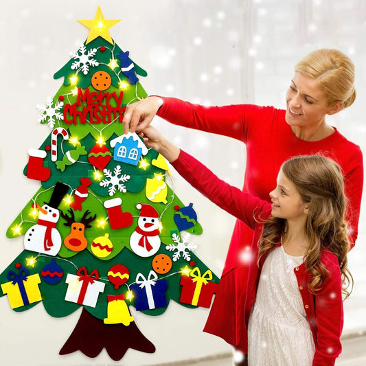 Soft Felt Christmas Tree Wall Decoration with Lights - Pexav