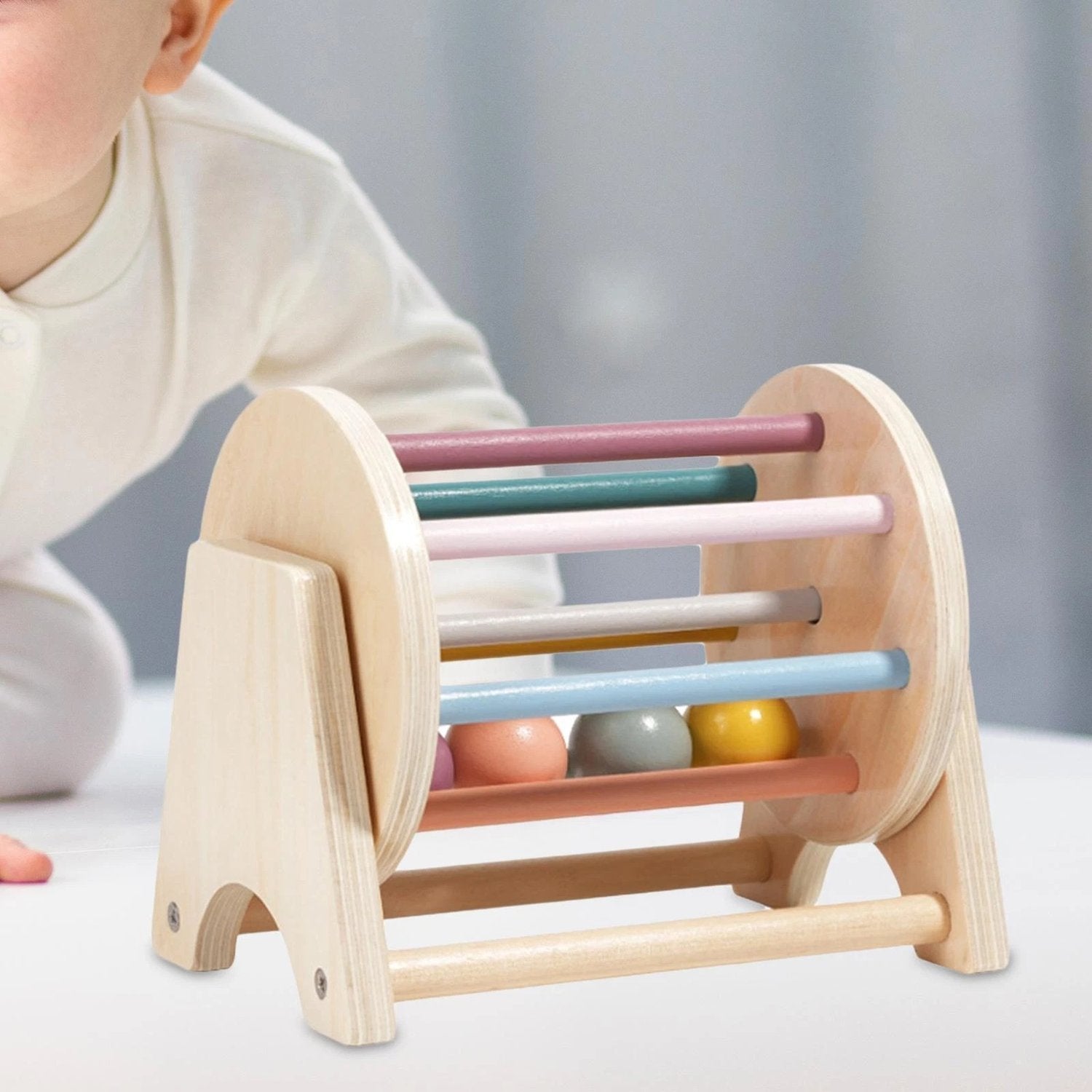 Montessori Wooden Ball Tracker Toy with Color and Shape Recognition, Fine Motor Skill Development, Safe for Months 7+