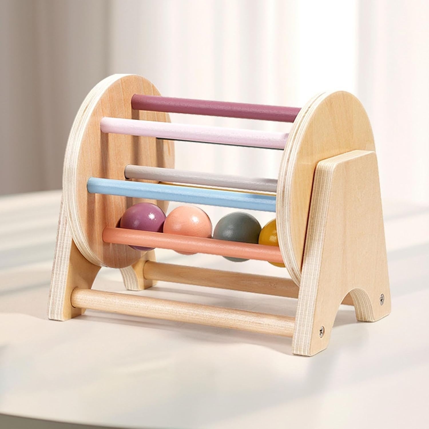 Montessori Wooden Ball Tracker Toy with Color and Shape Recognition, Fine Motor Skill Development, Safe for Months 7+