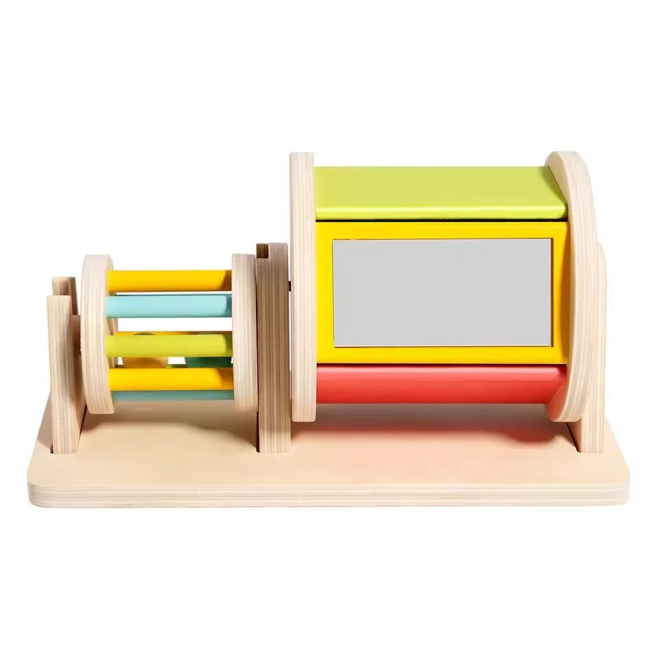 Wooden Musical Drum Toy with Mirror, Soothing Sounds - Pexav