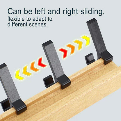 Space Saving Wooden Hook Rack with 5 Adjustable Hooks
