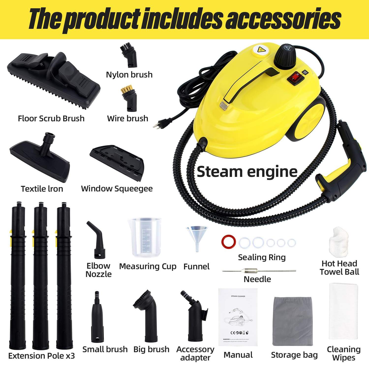 Multi-Purpose Steam Cleaner – Powerful Surface Cleaning Machine with Long Power Cable, Removes Grease & Grime in Kitchen