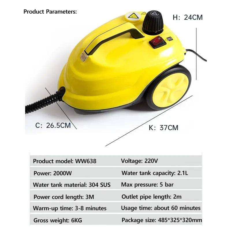 Multi-Purpose Steam Cleaner – Powerful Surface Cleaning Machine with Long Power Cable, Removes Grease & Grime in Kitchen