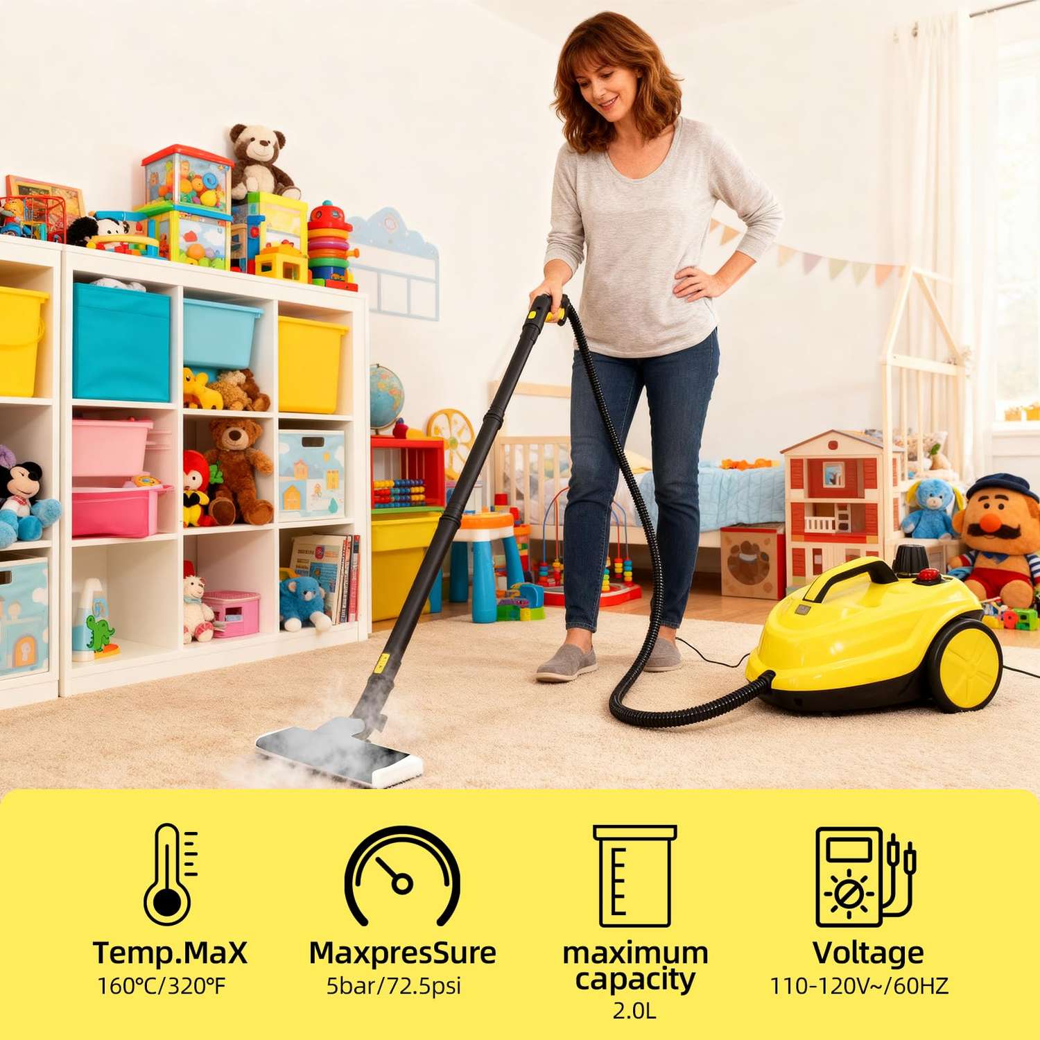 Multi-Purpose Steam Cleaner – Powerful Surface Cleaning Machine with Long Power Cable, Removes Grease & Grime in Kitchen