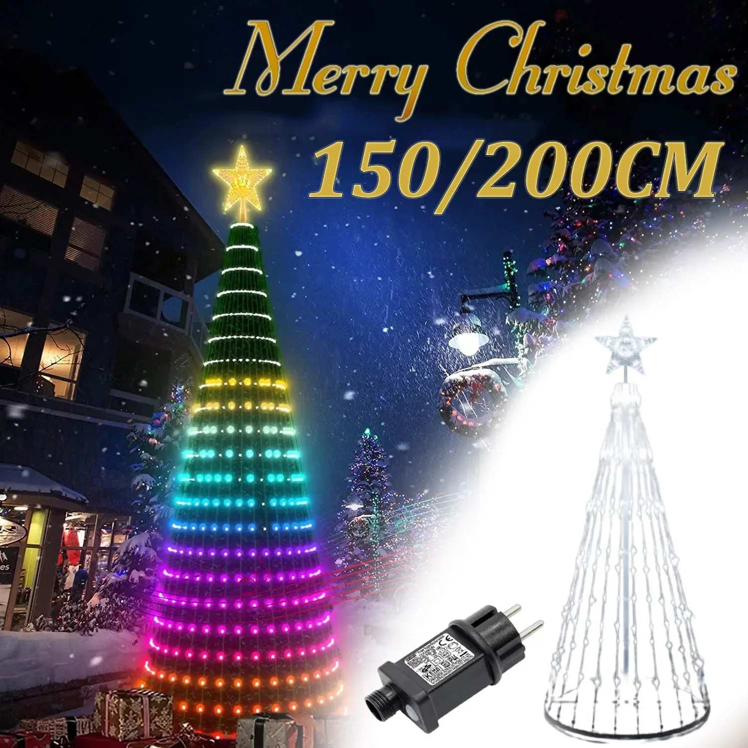 Multicolor LED Animated Outdoor Christmas Tree Lightshow with IP44 Waterproof,  Vibrant Multicolor Lighting