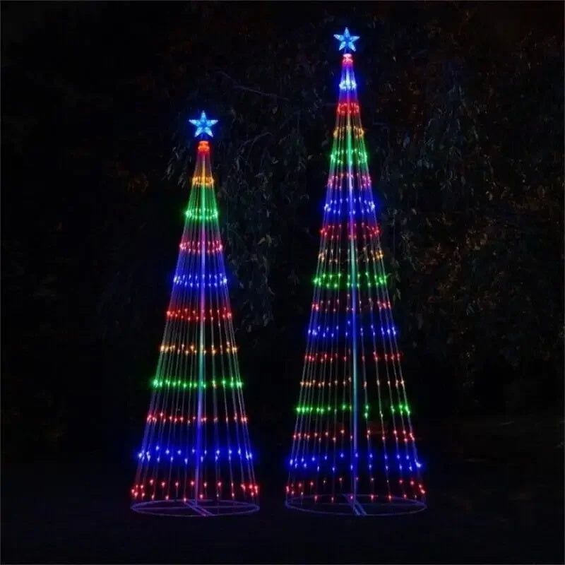 Multicolor LED Animated Outdoor Christmas Tree Lightshow with IP44 Waterproof,  Vibrant Multicolor Lighting