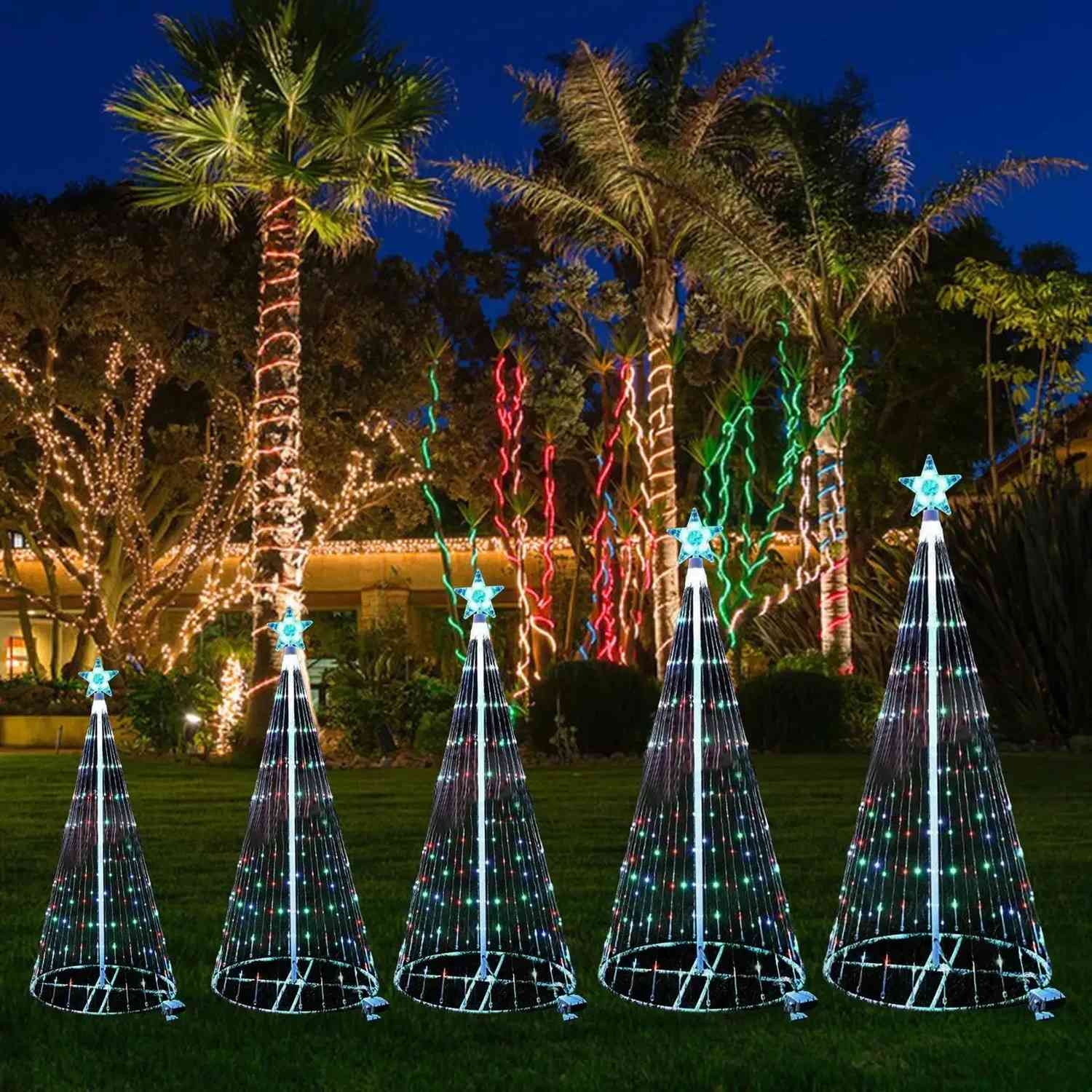 Multicolor LED Animated Outdoor Christmas Tree Lightshow with IP44 Waterproof,  Vibrant Multicolor Lighting