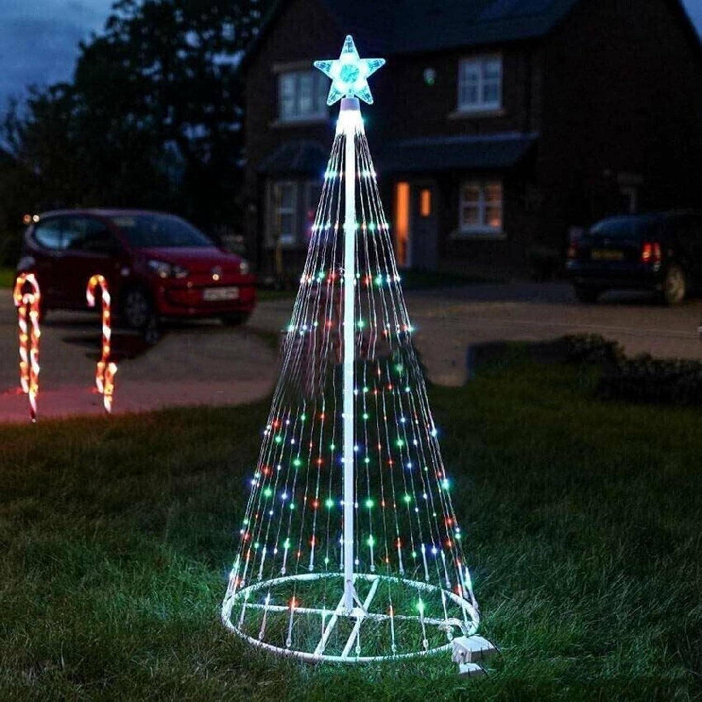 Multicolor LED Animated Outdoor Christmas Tree Lightshow with IP44 Waterproof,  Vibrant Multicolor Lighting