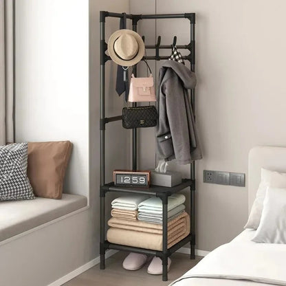 Multifunctional Corner Coat Rack with 3 Layers and Shelf – Space-Saving Hall Stand for Entryway and Bedroom Storage 3