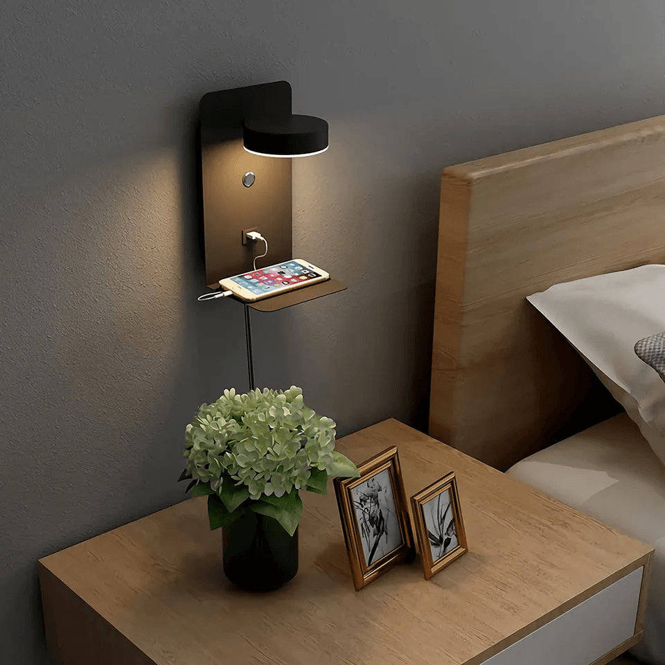 Versatile Bedside Wall Lamp with USB Charger - Pexav