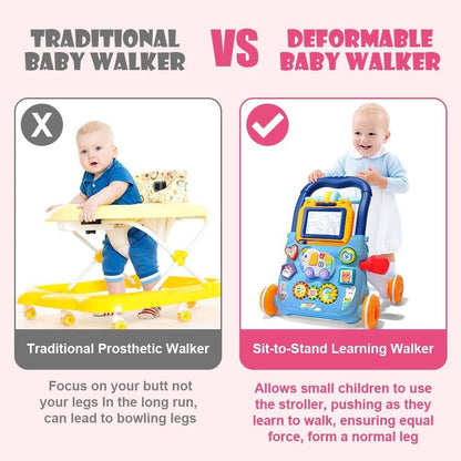 Multifunctional Push Walker Toy with Sound, Lights, Drawing Board, and Activity Panel, Safe for Ages 1+