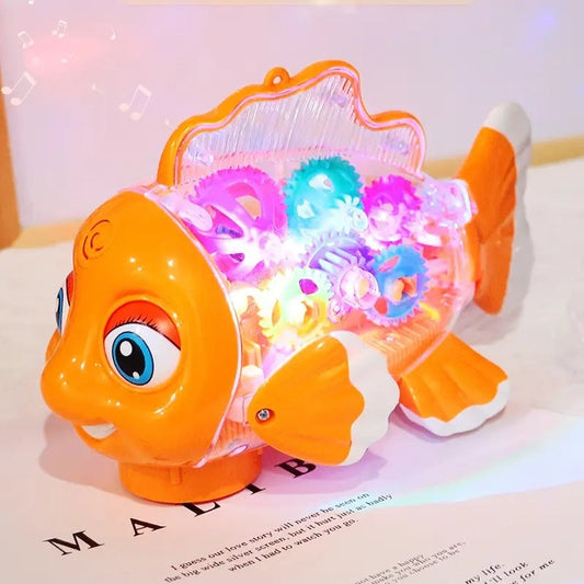Colorful Musical Fish Toy with Spinning Wheels and Lights - Pexav