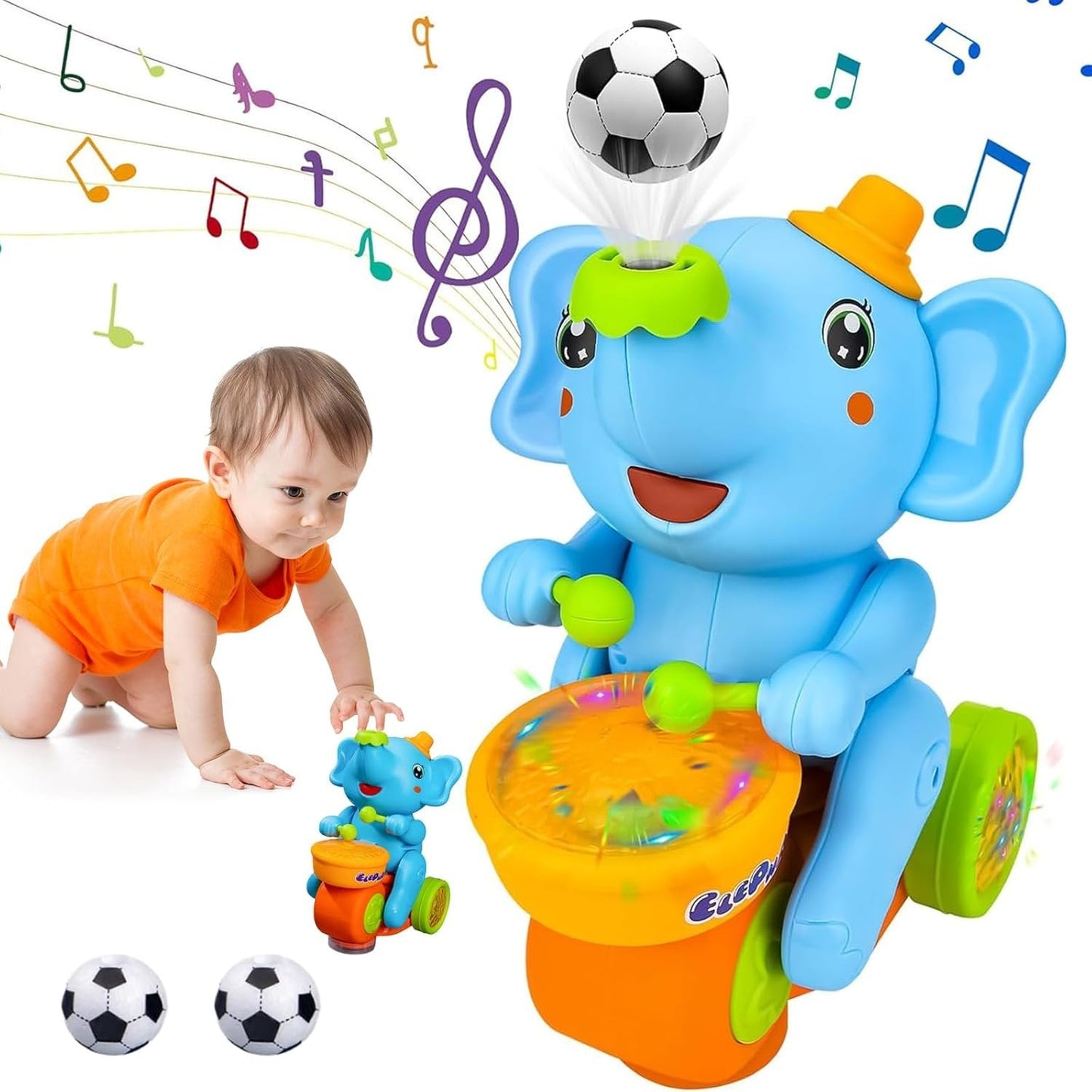 Colorful Baby Music Elephant Toy with Lights - Pexav