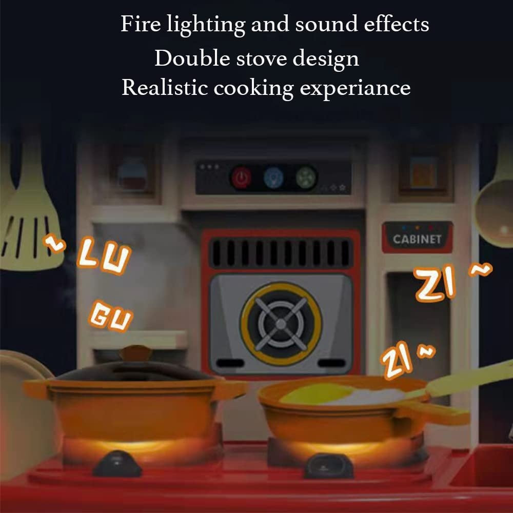 My First Kitchen Set Kitchen Playset Role Playing Game with Light and Sound Realistic Press Water Faucet & Kitchenware Gift for Kids
