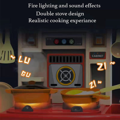 My First Kitchen Set Kitchen Playset Role Playing Game with Light and Sound Realistic Press Water Faucet & Kitchenware Gift for Kids