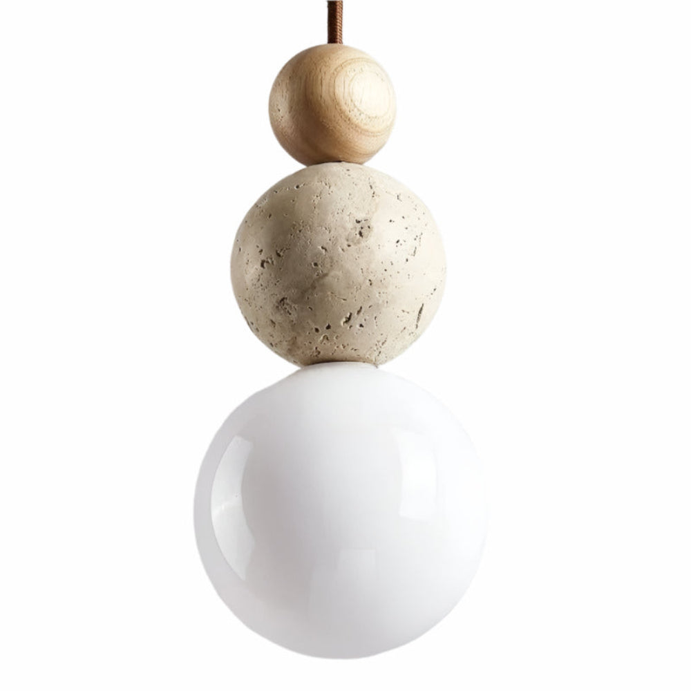 Rustic Stone Pendant Light - Adjustable Kitchen Island Lighting - Pexav