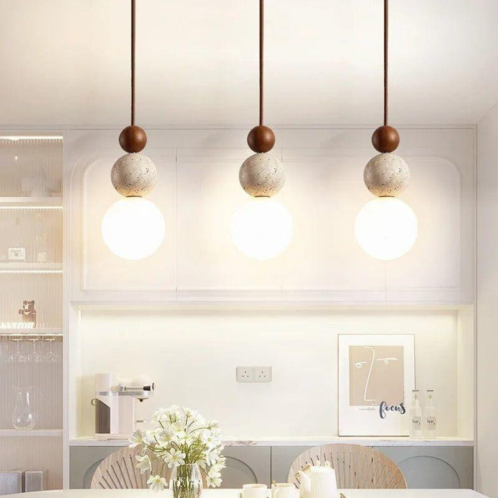 Natural Travertine Pendant Lamp - Sculptural Kitchen Pendant Lighting for Modern Interiors, Adjustable Hanging Light 3