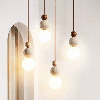Natural Travertine Pendant Lamp - Sculptural Kitchen Pendant Lighting for Modern Interiors, Adjustable Hanging Light 4