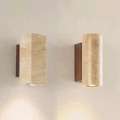Natural Travertine Stone Wall Sconce – Compact LED Wall Light for Modern Home Decor 8