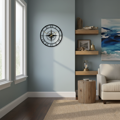 Classic Navy Style Circular Wall Clock - Pexav