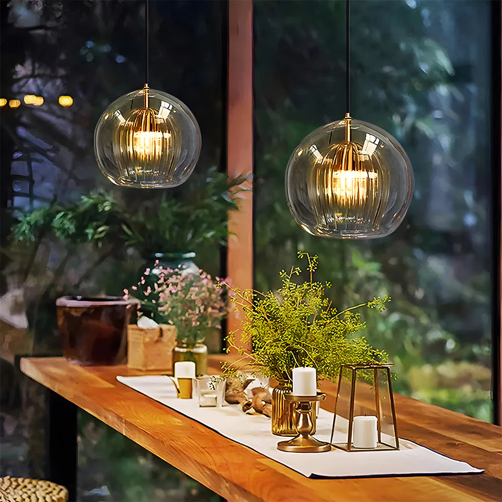 Stylish Round Glass Hanging Lamp - Pexav