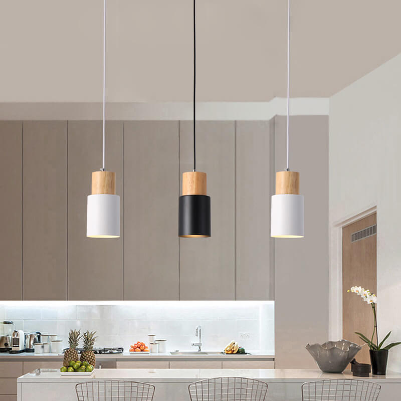 Nordic Macaron Pendant Light – Modern Black Cylinder LED Hanging Light for Kitchen and Dining Room 1