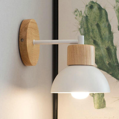 Nordic Wood Dome Wall Light – 1-Light LED Wall Lamp for Cozy Ambient Illumination in Minimalist Interiors 1