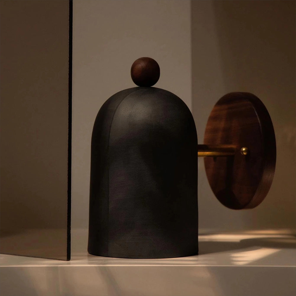 Nordic Zen Wall Sconce Lighting - Walnut and Iron Wall Lamp with Energy-Efficient LED Light 2