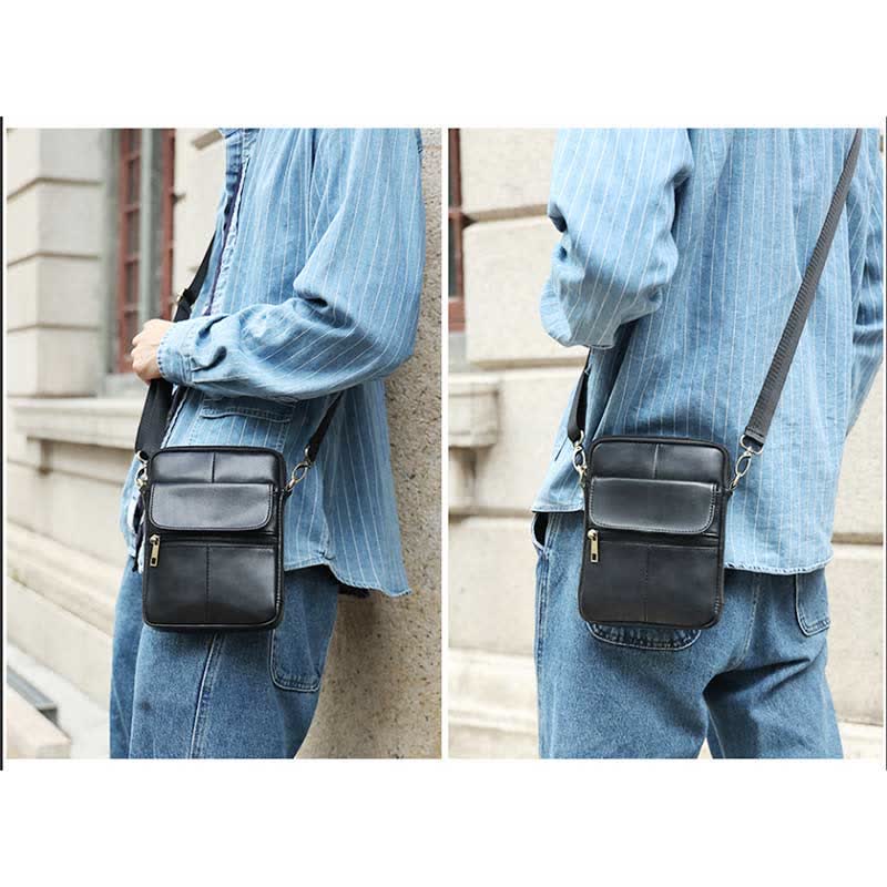 Leather Men's Compact Crossbody Bag