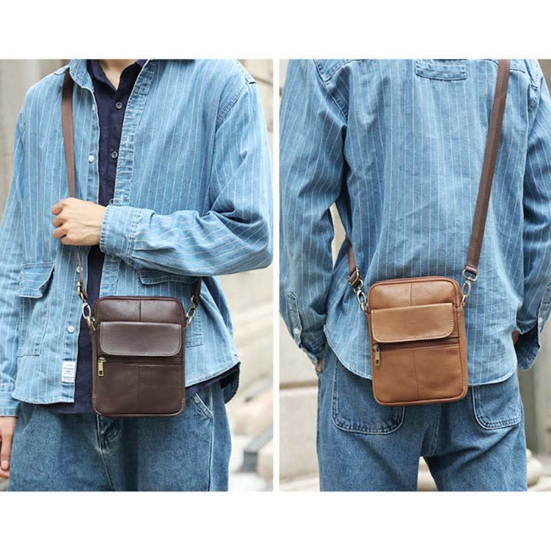 Leather Men's Compact Crossbody Bag
