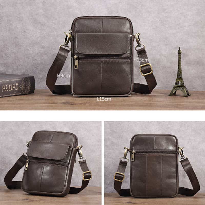 Leather Men's Compact Crossbody Bag