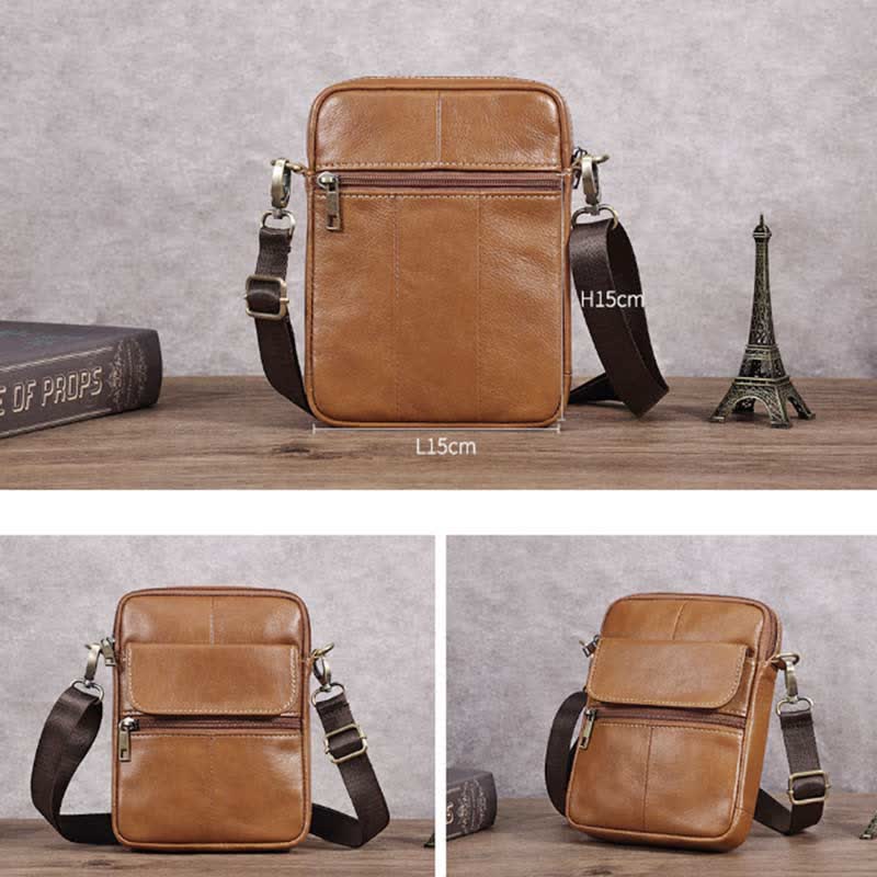 Leather Men's Compact Crossbody Bag
