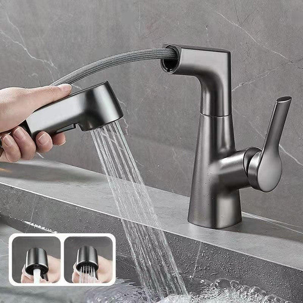 Adjustable Bathroom Faucet with Pull Out Shower Head