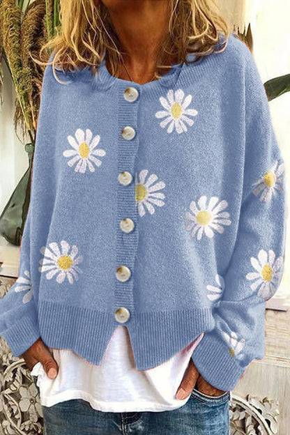 Colorful Patterned Knit Winter Sweater