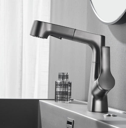 Adjustable Bathroom Faucet with Pull Out Shower Head
