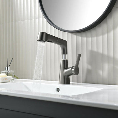 Adjustable Bathroom Faucet with Pull Out Shower Head