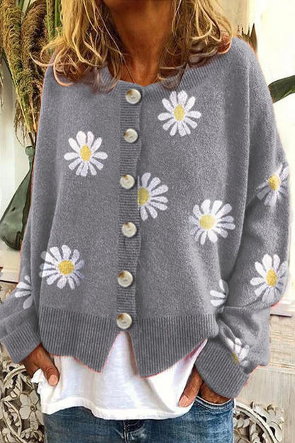 Colorful Patterned Knit Winter Sweater