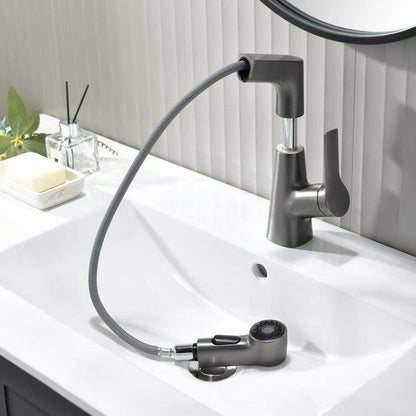 Adjustable Bathroom Faucet with Pull Out Shower Head