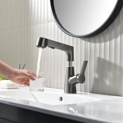 Adjustable Bathroom Faucet with Pull Out Shower Head